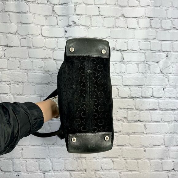 Vintage Celine black suede leather jacquard monogram tote bag - Picture 8 of 16